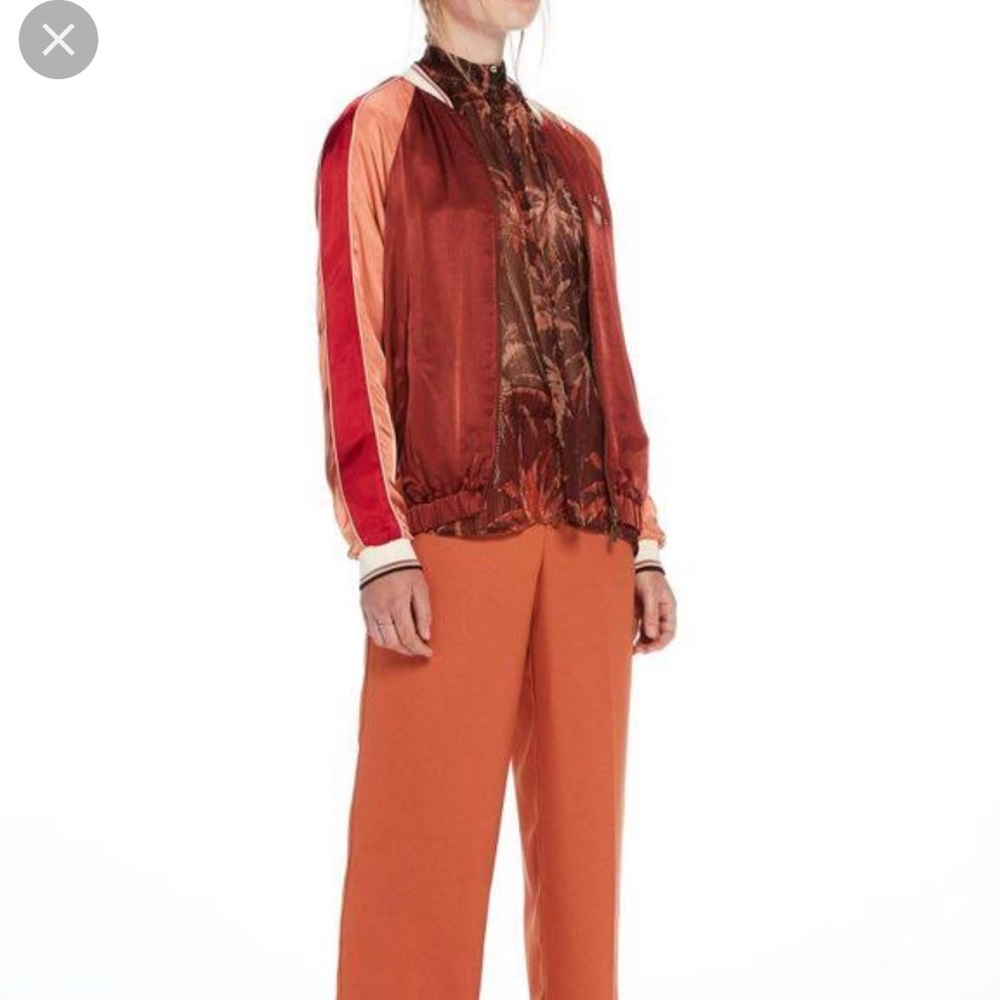 Scotch & Soda, Women's Red Colour-blocked Satin Bomber